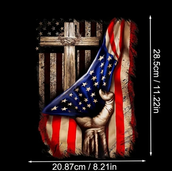 STAND FOR THE FLAG KNEEL FOR THE CROSS Handmade BY PEPEPIZZAZZ long sleeve tee - Picture 6 of 7